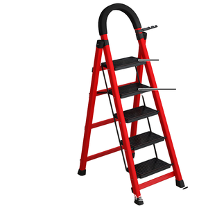 Échelle escamotable en acier de conception moderne pour hôpital, 3-4 marches, tabouret d'escalier, rouge, pliable, télescopique - Product Image 4