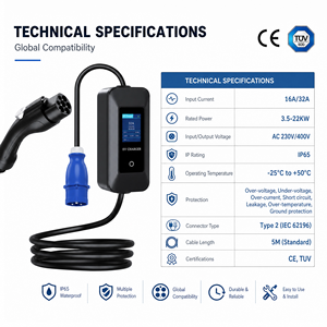 7kw EV สถานีชาร์จเพลง BYD บวก EV รถไฟฟ้าระยะไกลแบบพกพา Type2 110V Changan 32A สำหรับใช้ในบ้าน - Product Image 2