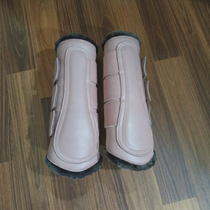 BRAND ZONE Patent Leather 8MM Neoprene Horse Tendon Brushing Boots Faux Fur Lining Private Label <b>Equestrian</b> Equipment Durable - Product Image 1