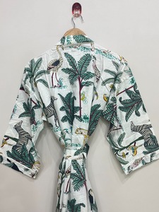 Kimono Largo de Algodón, Talla Única, Holgado y Cómodo para Cualquier Talla, Aproximadamente 50 Pulgadas, Proveedor de la India - Product Image 4