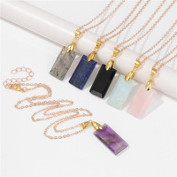 Automne hiver rétro avancé chandail chaîne personnalisé géométrique carré multicolore pierre pendentif collier cadeaux pour les femmes