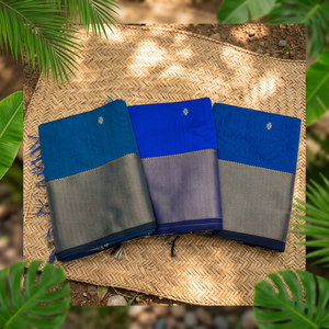 Tissu traditionnel indien tissé à la main Maheshwari Narmada Heavy Border, textile ethnique pour sari, vêtements de cérémonie et tenues festives - Product Image 3