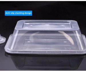 500ML 650ML 700ml <span class=keywords><strong>1000ml</strong></span> dikdörtgen şeffaf microwalid PP tek kullanımlık paket plastik kapaklı yemek kabı gıda kapları - Product Image 4