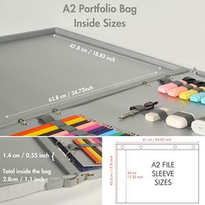 A2 <b>Leather</b> <b>Binder</b> Portfolio Gift for Painters and Artists <b>Leather</b> Padfolio Folder with Art Supplies Bag - Product Image 6