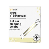 Gouttes nettoyantes douces pour les oreilles, éliminent les acariens, kit complet de soins auriculaires comprenant 50 bâtonnets de nettoyage pour chiots et chatons