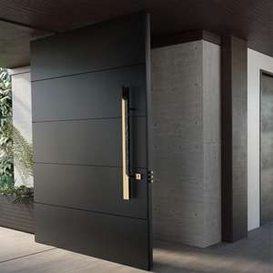 Portes d'entrée élégantes en aluminium avec reconnaissance faciale biométrique, couleur or - Product Image 4