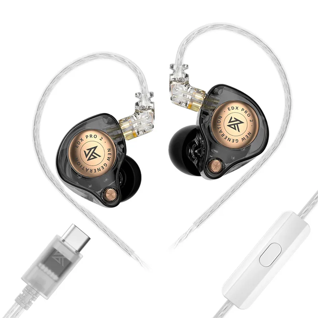 KZ EDX Pro2 HiFi Wired Earphones 10mm Super Linear Dynamic Driver IEMType C 3.5mm in Ear Monitor Gaming WithMic Detachable Cable