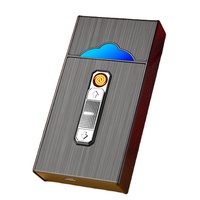Briquet rechargeable USB KY, lot de 20, multifonction, portable, fin, classique, en métal, étui pour cigarettes