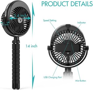 Ventilateur portable pivotant à 270° et 360° pour poussette, ventilateur USB à piles en forme de pieuvre, ventilateur à main - Product Image 4