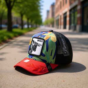 Cappello Trucker Bonnie a 6 Pannelli in Rete Traspirante Unisex per Adulti con Ricamo sul Pannello Frontale Stile Street Primavera-Estate - Product Image 2