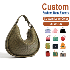 Bolso de Hombro de Cuero Genuino, Silueta de Luna Creciente, Estilo de Lujo Ligero, Bolso Tejido Premium, Procesamiento ODM - Product Image 2