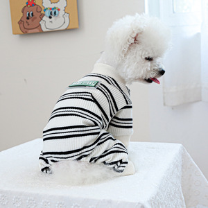 PETCIRCLE Pet <b>Clothes</b>, Dog and <b>Cat</b> Outfits, Onesie, Black and White Striped Home Wear - Product Image 1