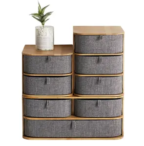 Multi-layer Lade Bamboe Hout Desktop Storage Box Office Kaptafel Cosmetische Opbergdoos