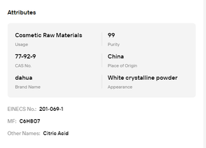 Acide citrique anhydre biologique CAS 77-92-9 99% de qualité industrielle pour le traitement de l'eau et l'ajustement du pH - Product Image 6