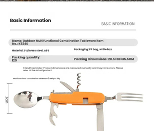 Customized portable knife fork spoon stainless steel camping utensil set outdoor folding camping cutlery knife set - Product Image 6