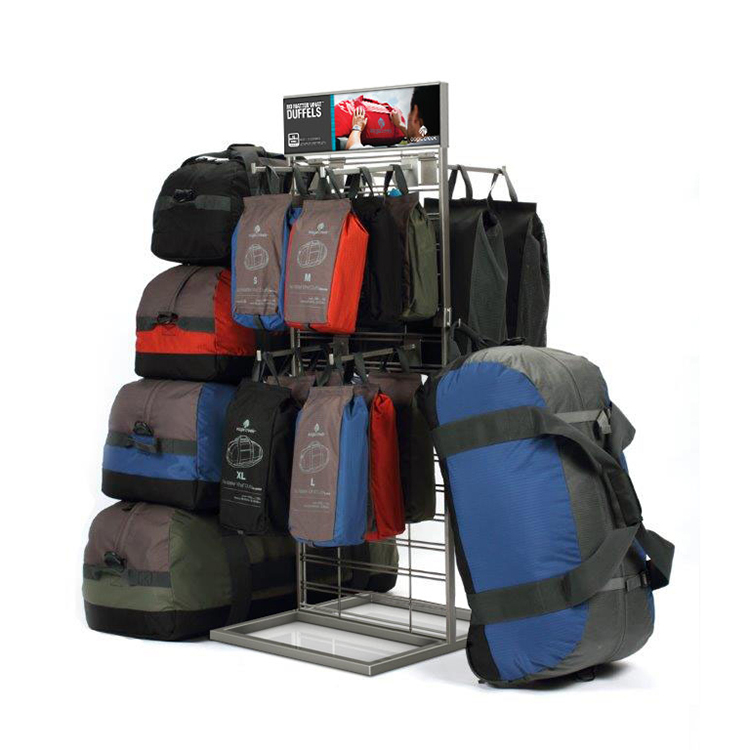 Wire Backpack Display Stand Three-sided Free Standing Metal Customizable Carton Box Powder Coating Apache 3 Layers Customizable — view 3