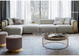 Merek furnitur Italia Sofa kelas atas produsen Sofa bagian mewah krim Sofa bentuk l Sofa kulit untuk ruang tamu - Product Image 4