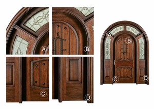 Brunet fini peinture arc en bois verre double portes pour l'entrée principale - Product Image 3