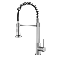 Robinet de cuisine classique moderne en acier inoxydable, rotation à 360 degrés, double sortie d'eau, pulvérisation extractible, commande par capteur, montage sur plan de travail