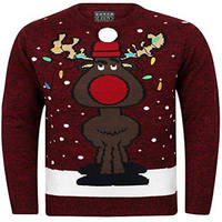 Pull en tricot de Noël drôle avec un renne au nez rouge, doux et chaud, pour femmes, tenue pour l'ambiance de la fête de Noël