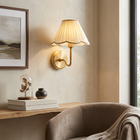 Applique murale LED sans fil rechargeable avec abat-jour en tissu plissé, à intensité tactile, pour chevet, couloir, ambiance intérieure - Stock US