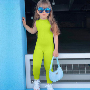 Nuevo Mono Largo sin Mangas Color Verde Neón para Niña, Moda 2022, Overol Delgado Color Caramelo Rosa para Niña de 2 a 7 Años - Product Image 1