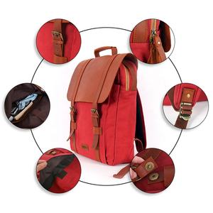 CHANGRONGカスタムビンテージユニセックス旅行ハイキングラップトップバックパック多機能ポリエステル男性女性用レザーキャンバスバックパック - Product Image 6