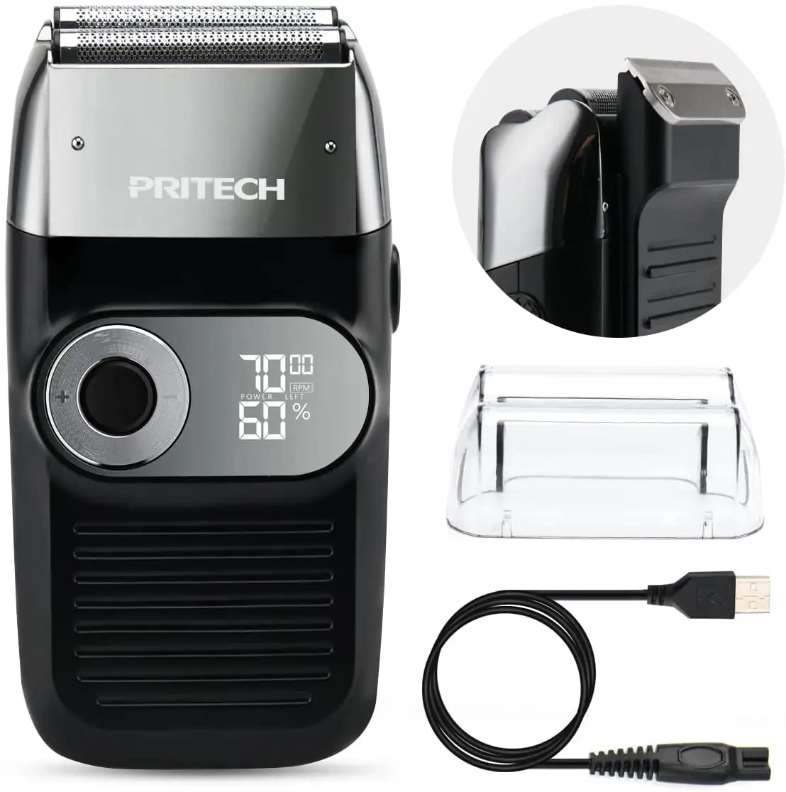 PRITECH LCD Display Cordless Portable USB Rechargeable Balding Hair Trimmer And Electric Shaver For Men