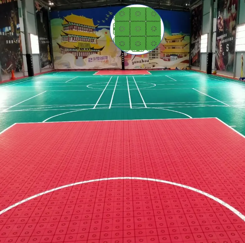 Garansi sepuluh tahun produk HI-Q ubin lantai luar ruangan beton lapangan basket dalam ruangan polos Salur olahraga