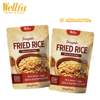 Sachet Doypack en Mylar de 200g, personnalisé, de qualité alimentaire, compatible micro-ondes, pour riz frit Teriyaki, avec encoche de déchirement, en feuille d'aluminium, stérilisable