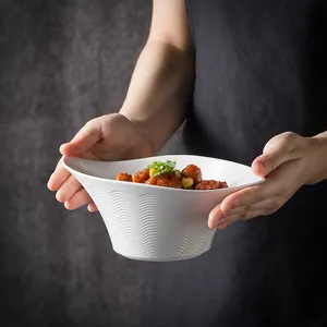 Großhandel Nordic Ceramic Soup Bowl Weiß Ramen Nudel Obsts alat Rühr schüsseln Hotel Restaurant Geschirr Sets Mikrowelle Safe