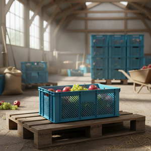 KE 300 Perforated Plastic <b>Crate</b> Virgin HDPE Heavy Duty Stackable Industrial Storage <b>Crate</b> for Agriculture and Harvest Purpose - Product Image 3