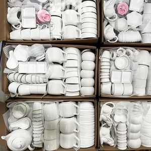 Prix de gros, mélange de bols, tasses, soucoupes, plats, assiettes en céramique blanche, carton en stock, prix bas, vaisselle - Product Image 1