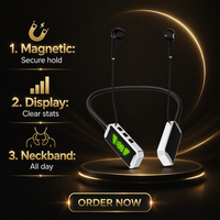 Écouteurs sans fil à affichage LED, tour de cou, Bluetooth 5.4, chargement Type-C, écouteurs magnétiques, écouteurs de sport