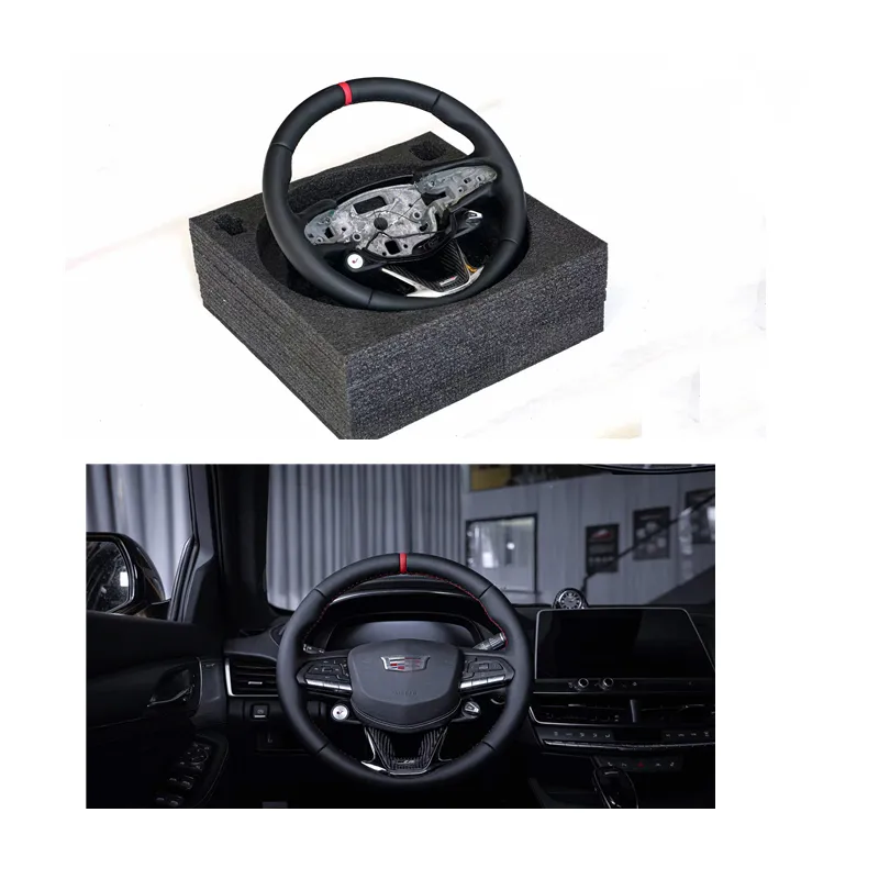 1:1 Laden Echt Lederen Koolstofvezel Stuurwiel Voor Cadillac Ct5 Upgrade CT5-V Blackwing Stuur