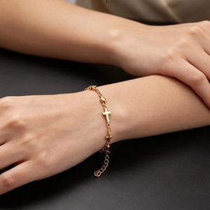 Bracelet en acier inoxydable fait main avec croix chrétienne, chaîne à maillons cœur et étoile pour femme, accessoires de fabrication de bijoux en métal, bracelet de cheville - Product Image 6