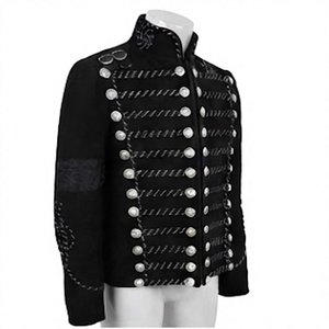 <b>Men</b> Black Style <b>Jacket</b> Stage Performance <b>Festival</b> Costume Outdoor Reproduction Uniform <b>Jacket</b> - Product Image 3