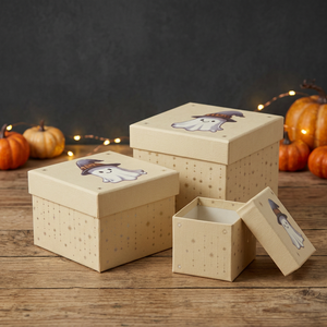 Boîtes de rangement rigides à fermeture magnétique, écologiques, durables, faites à la main, décoratives, pour Halloween, en papier carré, réutilisables, pour l'intérieur - Product Image 4