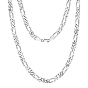 Collana Figaro a catena solida italiana da uomo in argento Sterling 925 da 3.3mm presa di fabbrica