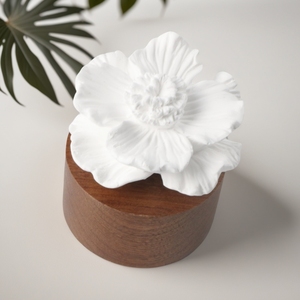 Difusor de yeso de cerámica perfumado con flores, Base de madera para decoración de fragancia de oficina en casa, ambientador de aire de escritorio, piedra aromática - Product Image 1