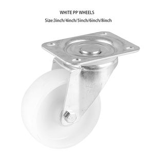 <span class=keywords><strong>Roulette</strong></span> industrielle à plaque pivotante fixe <span class=keywords><strong>européenne</strong></span> de 3/4/5/6/8 pouces 120-2400kg de charge Roue pivotante blanche en PP avec double frein - Product Image 3