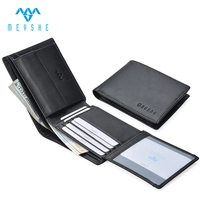 Dompet Kartu ID Kulit Asli Pria Anti RFID 3 Lipat dengan Penutup, Kapasitas Besar & Multifungsi