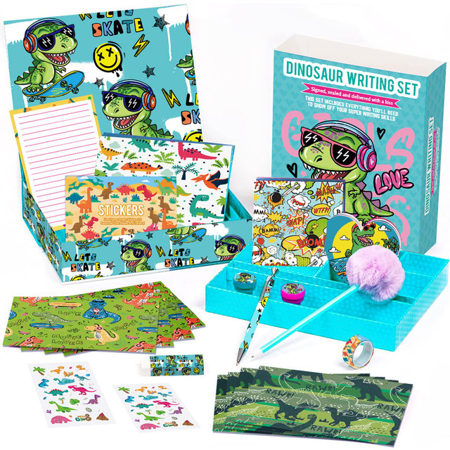 Great Dinosaur Stationery Gift Set Creative Paste Toys for Girls for Christmas & Thanksgiving