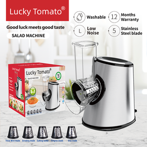 5 में 1 राउंड इलेक्ट्रिक सलाद निर्माता सर्पिल पनीर ग्रेटर फूड स्लिसर वेजी डिसर रोटरी स्टेनलेस स्टील सब्जी हेलीकॉप्टर कटर - Product Image 1