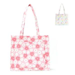 Bolsa de Mano de Lona de Algodón Estampada, Gran Capacidad, Diseño Elegante, de un Solo Hombro, con Lindas Flores, Portátil - Product Image 1