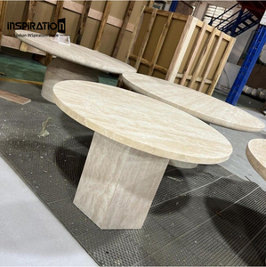 Mesa Moderna de Piedra Natural con Borde en Cascada, Muebles de Piedra Travertino al por Mayor para el Hogar de Lujo, Mesa Escultural de Piedra Natural - Product Image 5