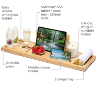 Plateau de bain pliable en bambou, table de bain extensible, plateau de bain pour tous les accessoires de bain, cadeau de luxe parfait pour se détendre