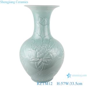 RZTM09 cristallo smaltato <span class=keywords><strong>ombra</strong></span> cielo ciano <span class=keywords><strong>vaso</strong></span> in ceramica peonia fiore avvolgimento intaglio forma irregolare <span class=keywords><strong>vaso</strong></span> di <span class=keywords><strong>fiori</strong></span> in porcellana - Product Image 5