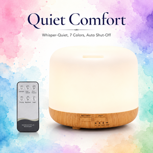 Humidificador de Aire Profesional Eléctrico Silencioso de 500 ml de Gran Capacidad con Base de Madera, Control Remoto, Luz LED de 7 Colores y Aroma para Yoga y Hoteles - Product Image 3