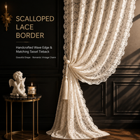 Voilage de luxe français en dentelle brodée, blanc crème, filtrant la lumière, pour salon et chambre à coucher